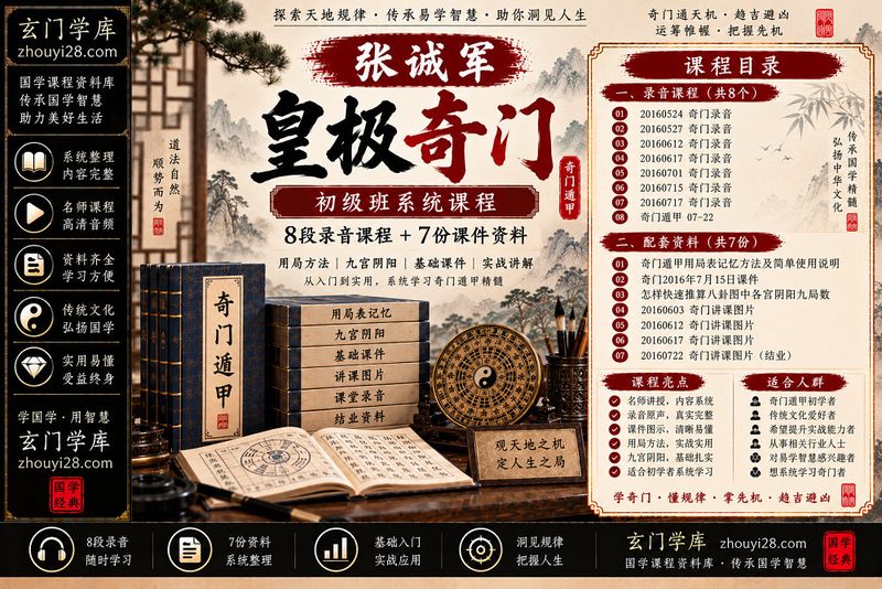 张诚军皇极奇门初级系统课程｜录音讲课·用局九宫·课件图示+文档资料-玄门学库