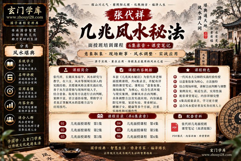 张代祥《卜元几兆风水秘法》面授课程｜意象取象·现场断事·风水调整·实战应用 6集录音+课堂笔记-玄门学库