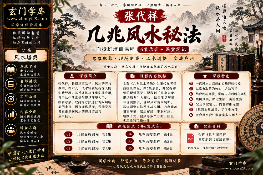 图片[1]-张代祥《卜元几兆风水秘法》面授课程｜意象取象·现场断事·风水调整·实战应用 6集录音+课堂笔记-玄门学库