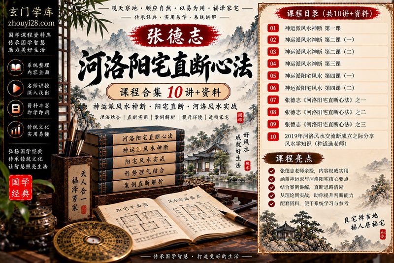 张德志《河洛阳宅直断心法》课程合集|神运派风水神断·阳宅直断·河洛风水实战 10讲+资料-玄门学库