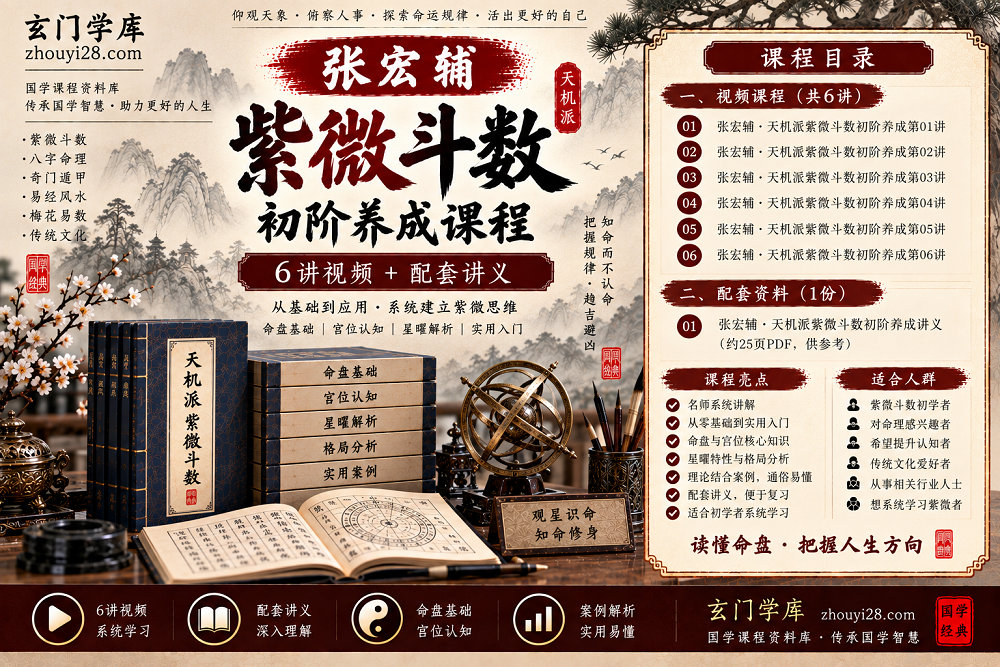 图片[1]-张宏辅天机派紫微斗数初阶养成课程｜命盘基础·宫位认知·实用入门 6讲+讲义-玄门学库