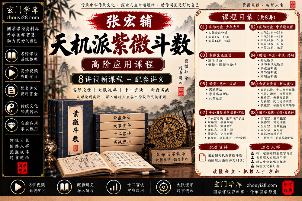 图片[1]-张宏辅天机派紫微斗数高阶应用课程｜大限流年·十二宫诀·命盘实战 8讲+讲义-玄门学库