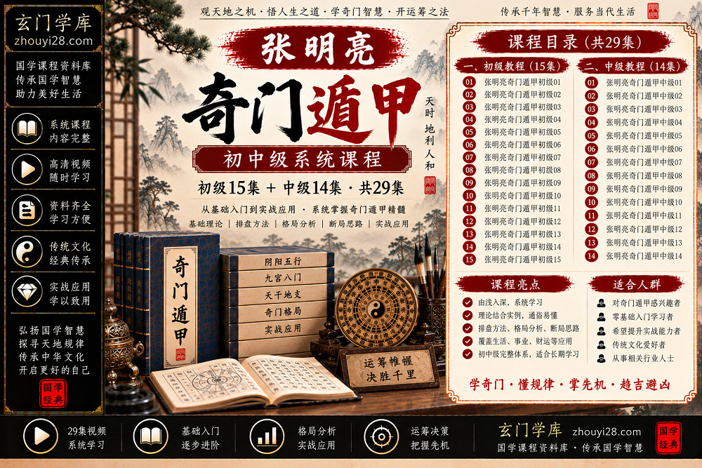 图片[1]-张明亮奇门遁甲初中级系统课程｜基础入门·格局应用·实战进阶 29集视频-玄门学库