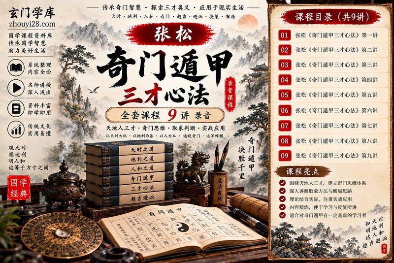 张松《奇门遁甲三才心法》全套课程|天地人三才·奇门思维·取象判断·实战应用 9讲录音-玄门学库