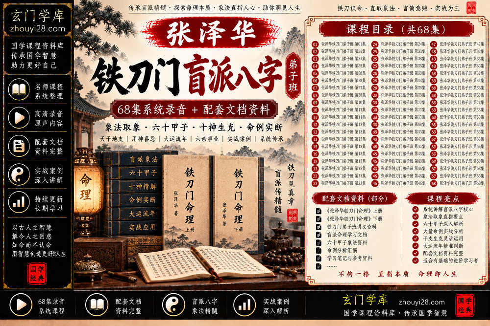 图片[1]-张泽华铁刀门盲派八字弟子班｜象法取象·六十甲子·命例实断 68集录音+文档-玄门学库