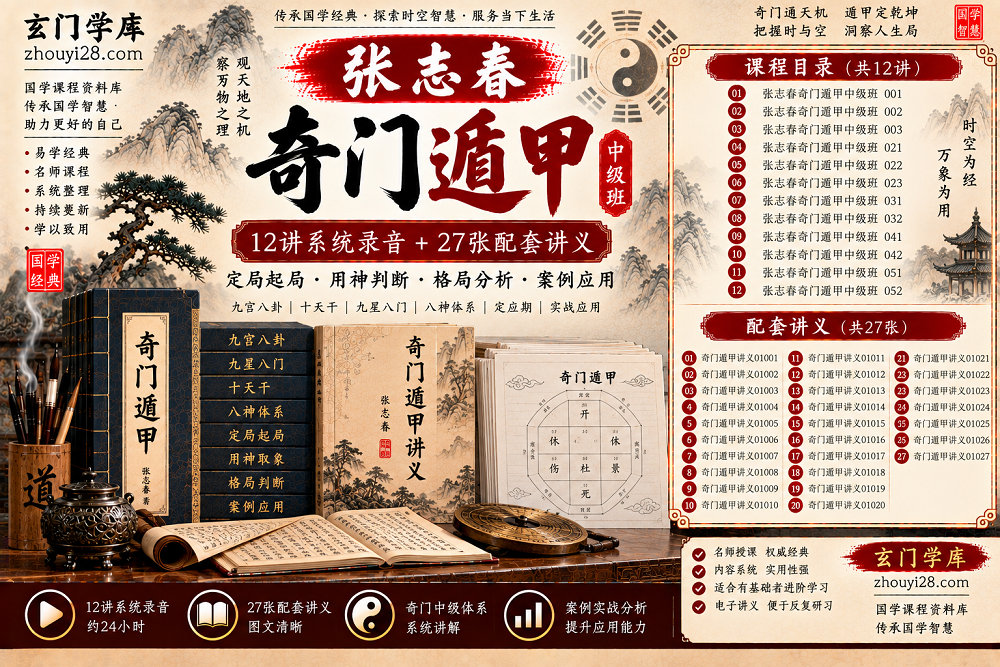 图片[1]-张志春奇门遁甲中级系统课程｜定局起局·用神判断·案例应用 12讲录音+讲义-玄门学库