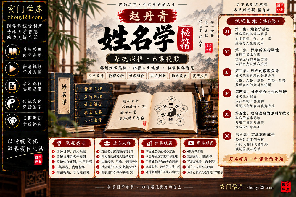 图片[1]-赵丹青《姓名学秘籍》系统课程｜姓名结构·五行数理·字义取象·取名改名 6集视频-玄门学库