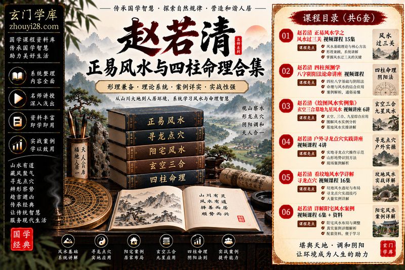 赵若清正易风水课程合集|风水过三关·寻龙点穴·阳宅案例·玄空三合·四柱阴阳法-玄门学库