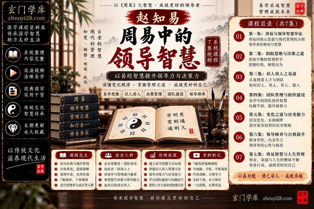 图片[1]-赵知易《周易中的领导智慧》系统课程｜易学思维·识人用人·决策管理·领导之道 7集视频-玄门学库