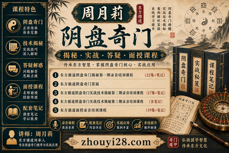 周月莉东方循道阴盘奇门课程资料|揭秘班·实战班·答疑·面授笔记-玄门学库
