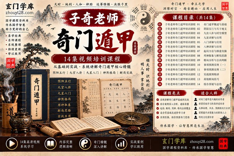 子奇老师阴盘奇门遁甲系统课程｜九宫八卦·九星八门·四害解析-玄门学库