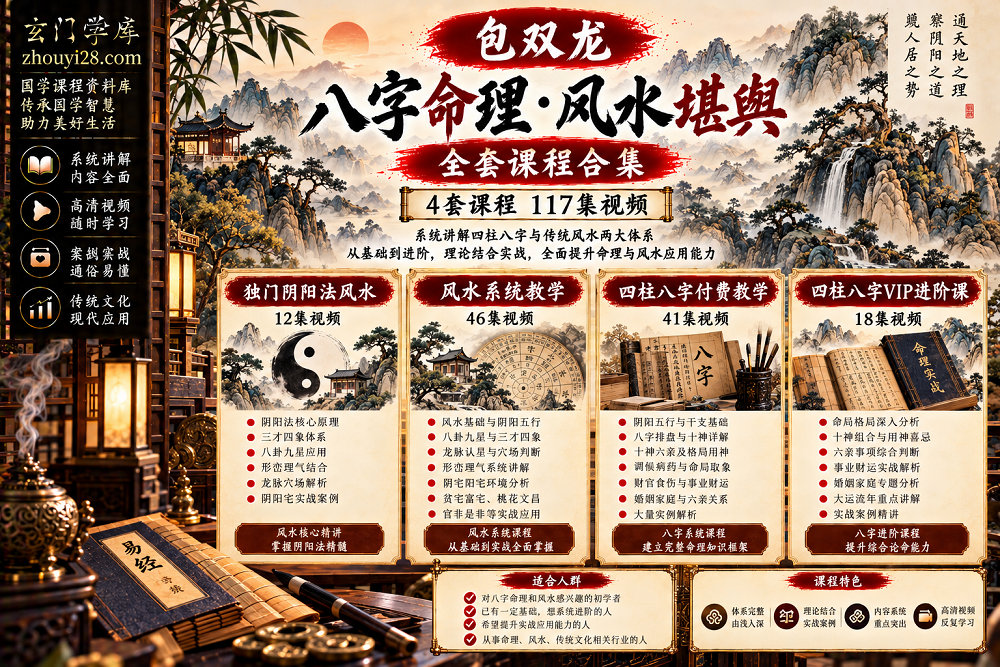 图片[1]-包双龙《八字命理·独门阴阳法风水》全套合集｜四柱八字·格局用神·大运流年·形峦理气·阴阳宅实战 117集-玄门学库