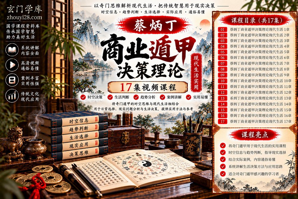 图片[1]-蔡炳丁《商业遁甲决策理论·现代生活实用》系统课程｜时空决策·生活判断·趋势分析·奇门实用 17集视频-玄门学库