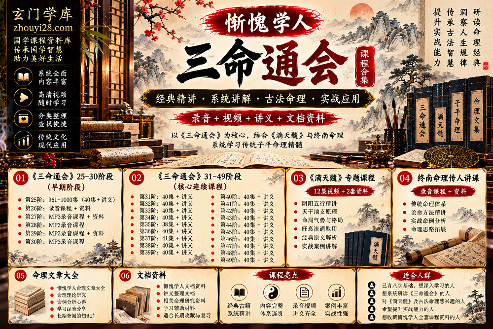 图片[1]-惭愧学人《三命通会·滴天髓·终南命理》系统课程合集｜三命通会25—49阶·古法命理·经典精讲·讲义文档资料-玄门学库
