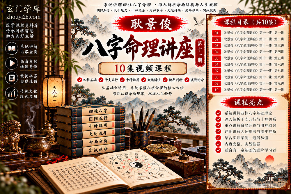 图片[1]-耿景俊《八字命理讲座》第十一期｜四柱命局·干支五行·大运排法·流年判断·实战论命 10集视频-玄门学库