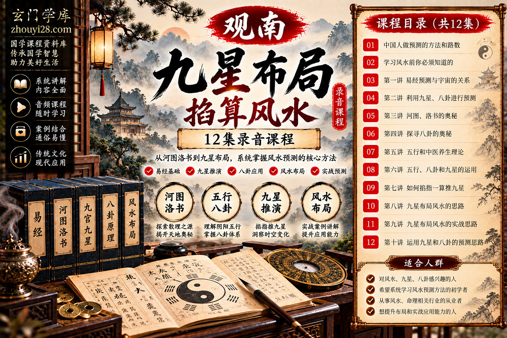 图片[1]-观南《九星布局·掐算风水》系统课程｜河图洛书·五行八卦·九星推演·风水布局·预测实战 12集录音-玄门学库