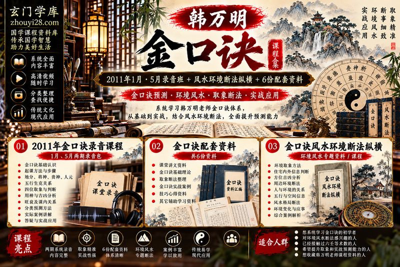 韩万明《金口诀·风水环境断法》系统课程合集|2011年两期录音·环境取象·吉凶判断·六份配套资料-玄门学库