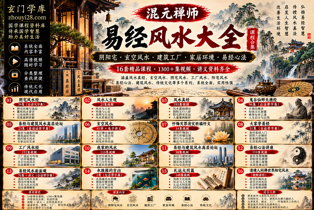 图片[1]-混元禅师《易经风水大全》课程合集｜阴阳宅·玄空·建筑·工厂·家居·易经心法·风水人生观 16套课程-玄门学库