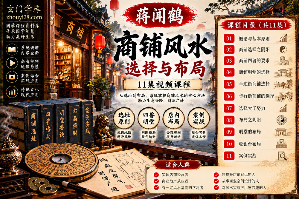 图片[1]-蒋闻鹤商铺风水课程｜选址原则·四兽明堂·阴阳布局·收银台·案例分析 11讲视频-玄门学库