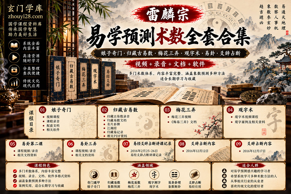 图片[1]-雷麟宗《易学预测术数全套合集》｜娘子奇门·归藏古易数·梅花三弄·观字术·易卦·爻辞占断 视频+录音+文档+软件-玄门学库