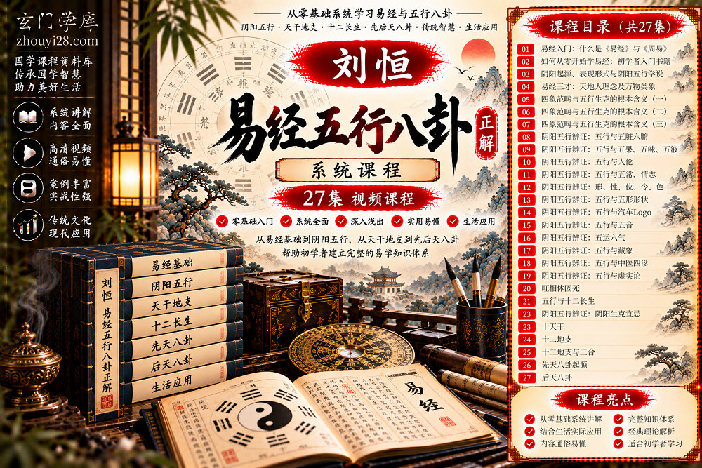 图片[1]-刘恒《易经五行八卦正解》系统课程｜阴阳五行·天干地支·十二长生·先后天八卦 27集视频-玄门学库