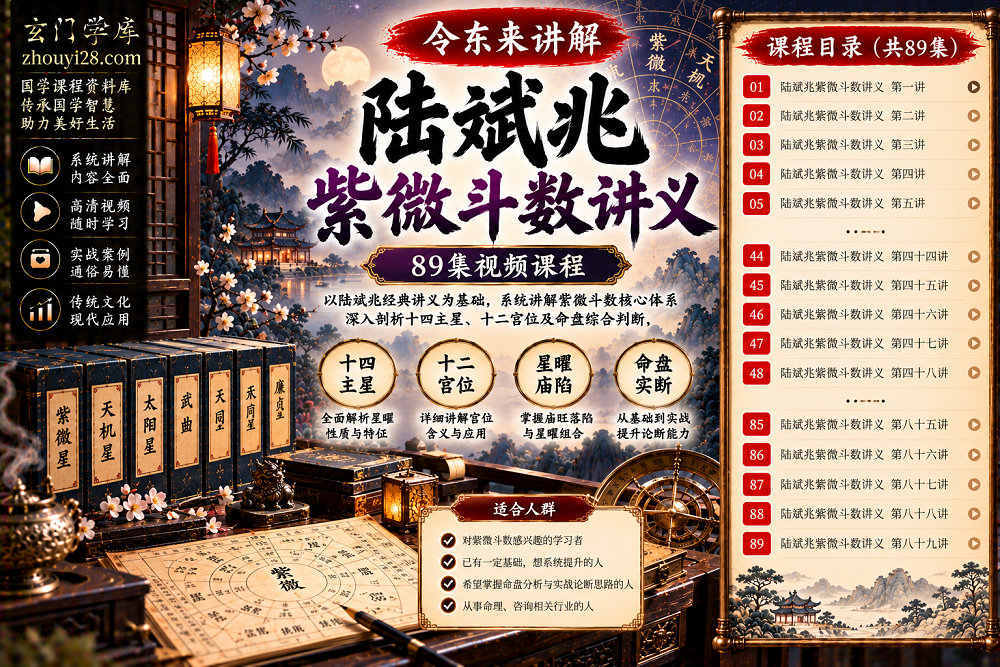 图片[1]-令东来《陆斌兆紫微斗数讲义》系统精讲｜十四主星·十二宫位·星曜庙陷·命盘综合判断 89讲视频+课件-玄门学库