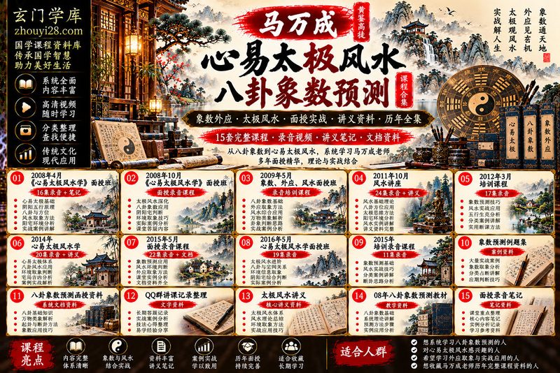 马万成《心易太极风水·八卦象数预测》系统课程合集|象数外应·太极风水·面授实战·函授资料·讲义笔记-玄门学库