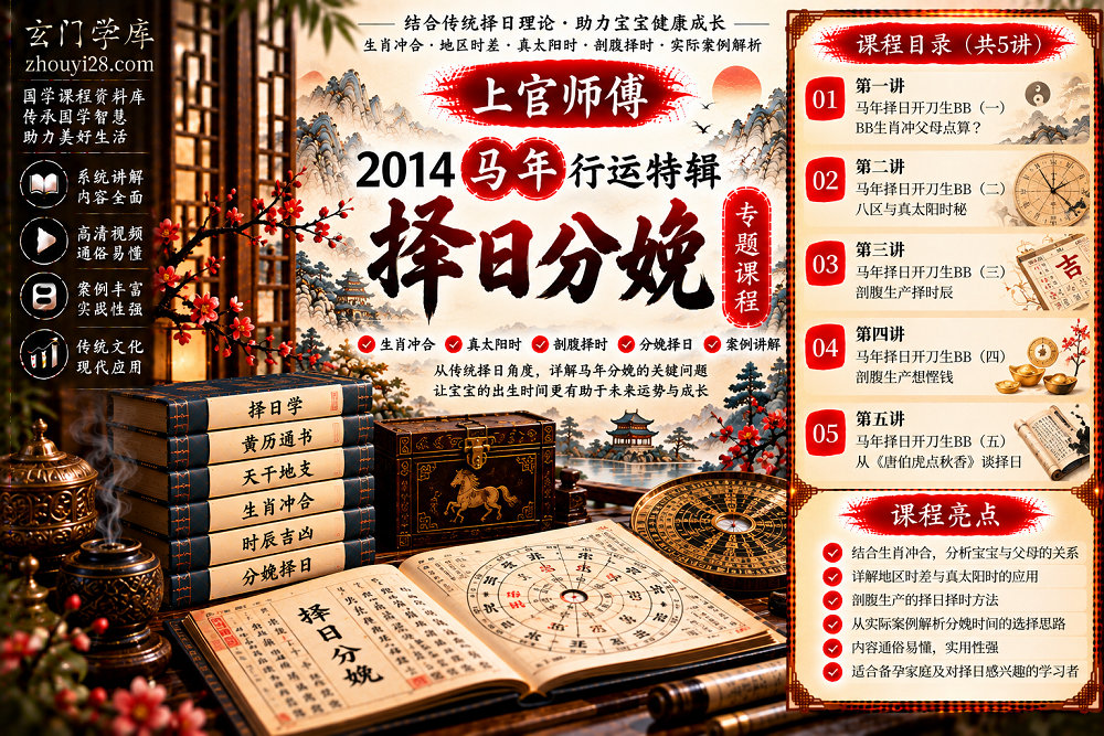 图片[1]-上官师傅马年行运特辑·择日分娩｜生肖冲父母·真太阳时·剖腹择时 5讲-玄门学库