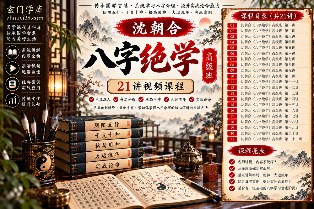 图片[1]-沈朝合《八字绝学》高级班｜四柱命理·干支十神·格局用神·大运流年·实战论命 21讲视频-玄门学库