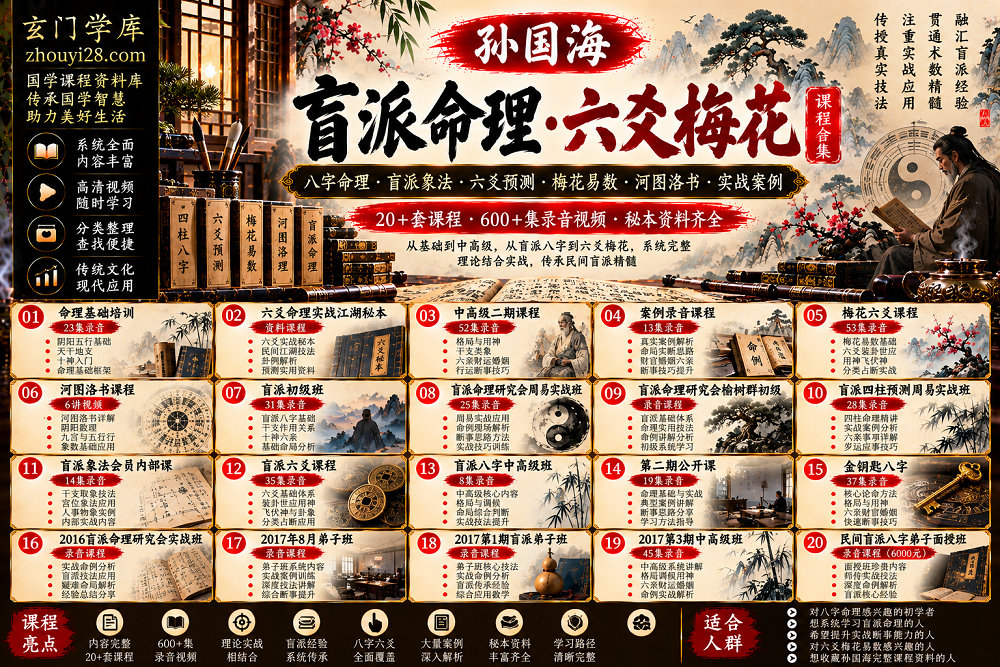 图片[1]-孙国海《盲派命理·六爻梅花》全套课程合集｜初级到中高级·弟子班·象法·金钥匙八字·周易实战-玄门学库