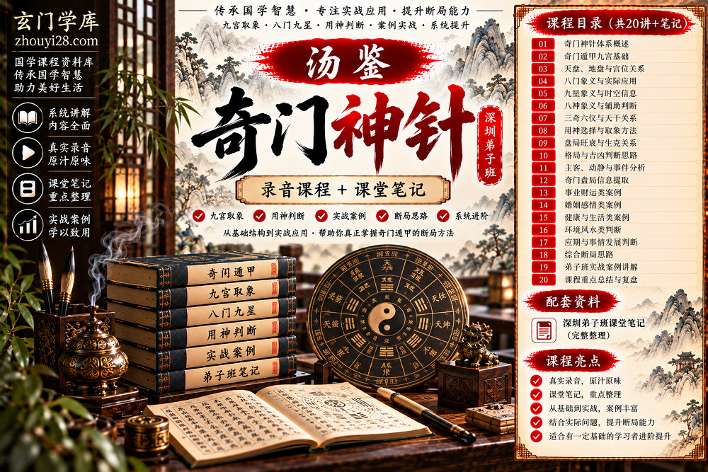 图片[1]-汤鉴《奇门神针》深圳弟子班｜奇门取象·九宫应用·断局思路·实战案例 录音课程+笔记-玄门学库