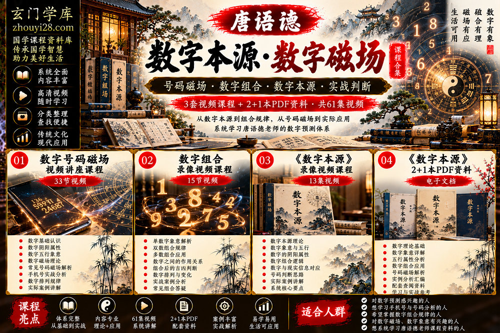 图片[1]-唐语德《数字本源·数字磁场》系统课程合集｜号码磁场·数字组合·数字本源·实战判断 视频+PDF资料-玄门学库