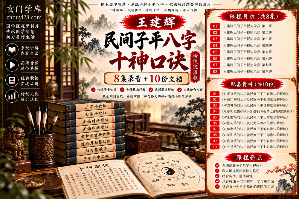 图片[1]-王建辉民间子平授徒班｜八字十神口诀·格局歌诀·传统子平论命 8集录音+资料-玄门学库
