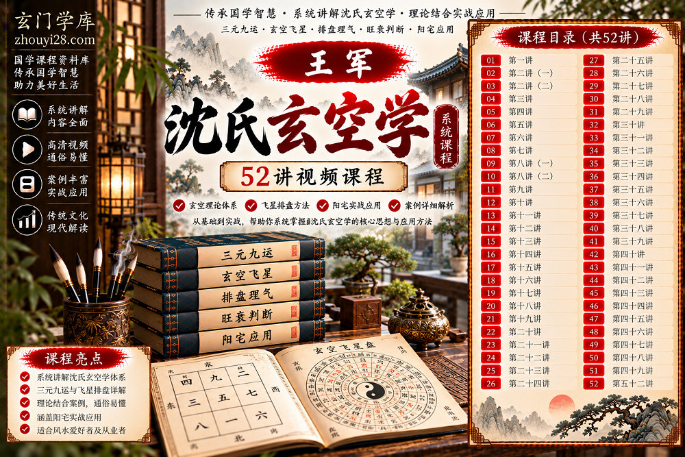 图片[1]-王军《沈氏玄空学》系统课程｜玄空飞星·三元九运·排盘理气·旺衰判断·阳宅应用 52讲视频-玄门学库