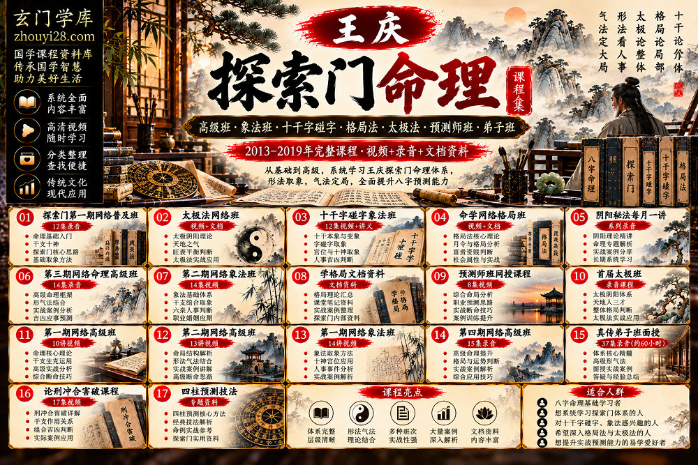 图片[1]-王庆《探索门命理》系统课程合集｜高级班·象法班·十干字碰字·格局法·太极法·预测师班·阴阳秘法-玄门学库