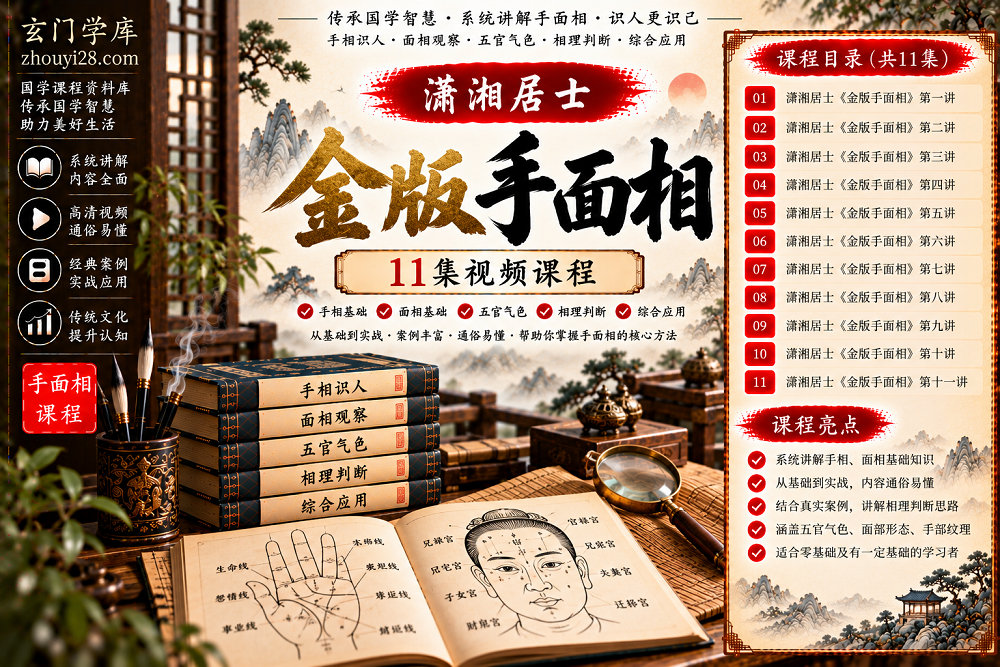 图片[1]-潇湘居士《金版手面相》系统课程｜手相识人·面相观察·五官气色·综合相法 11集视频-玄门学库