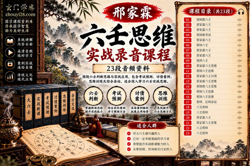 邢家霖《六壬思维》实战录音课程｜六壬判断·考试预测·讨债案例·思维训练·杂论 23段录音-玄门学库