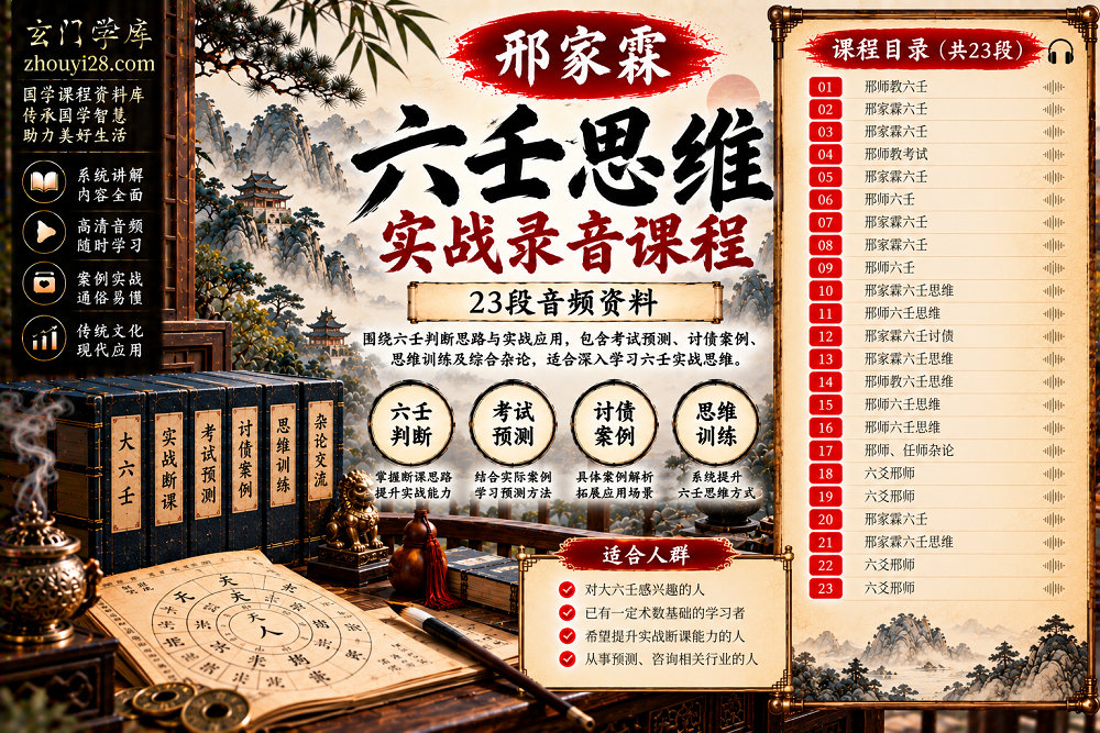 图片[1]-邢家霖《六壬思维》实战录音课程｜六壬判断·考试预测·讨债案例·思维训练·杂论 23段录音-玄门学库