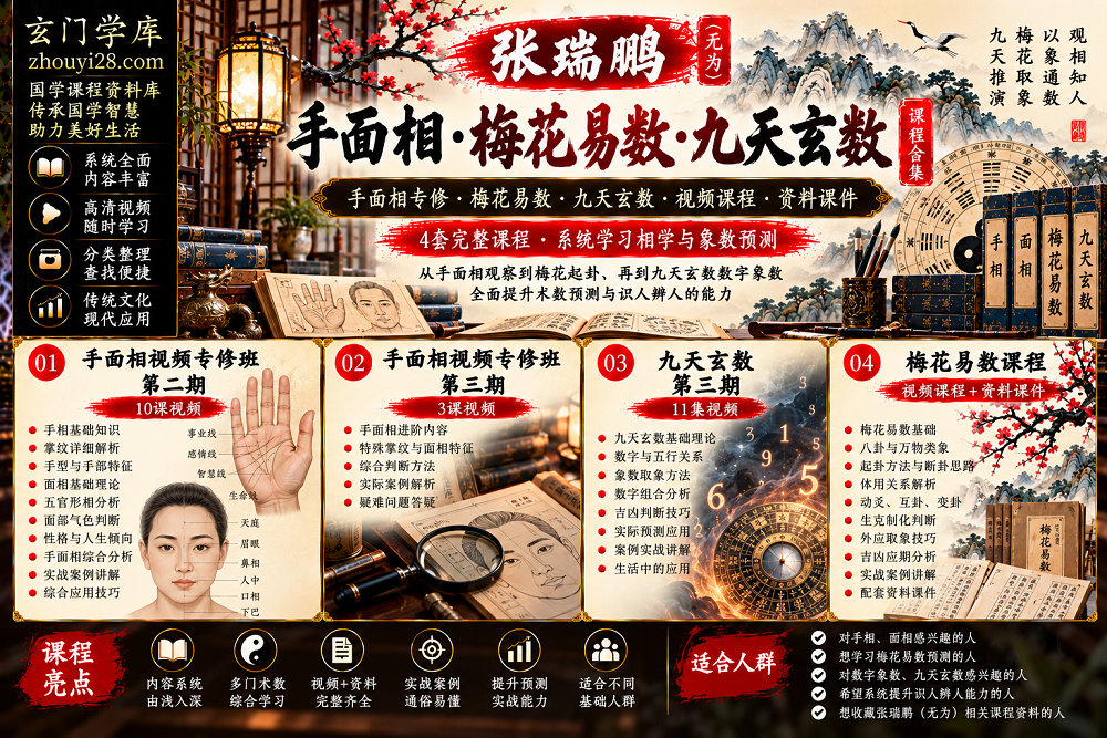 图片[1]-张瑞鹏《手面相·梅花易数·九天玄数》课程合集｜手相面相专修·梅花预测·九天玄数·课件资料-玄门学库