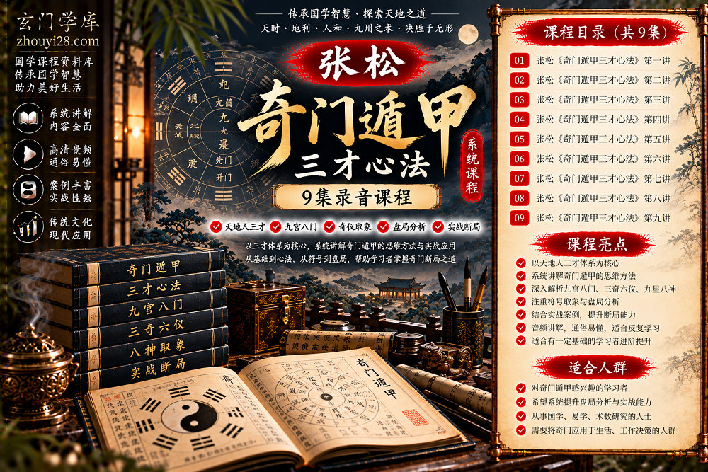 图片[1]-张松《奇门遁甲三才心法》系统课程｜天地人三才·九宫八门·奇仪取象·盘局分析·实战断局 9集录音-玄门学库