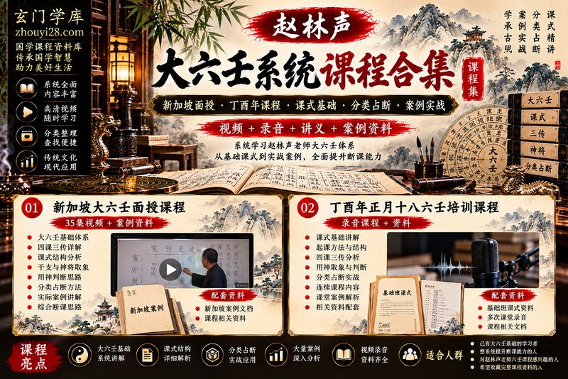赵林声《大六壬系统课程合集》｜新加坡面授35集·丁酉年课程·课式基础·分类占断·案例实战 视频+录音+资料-玄门学库