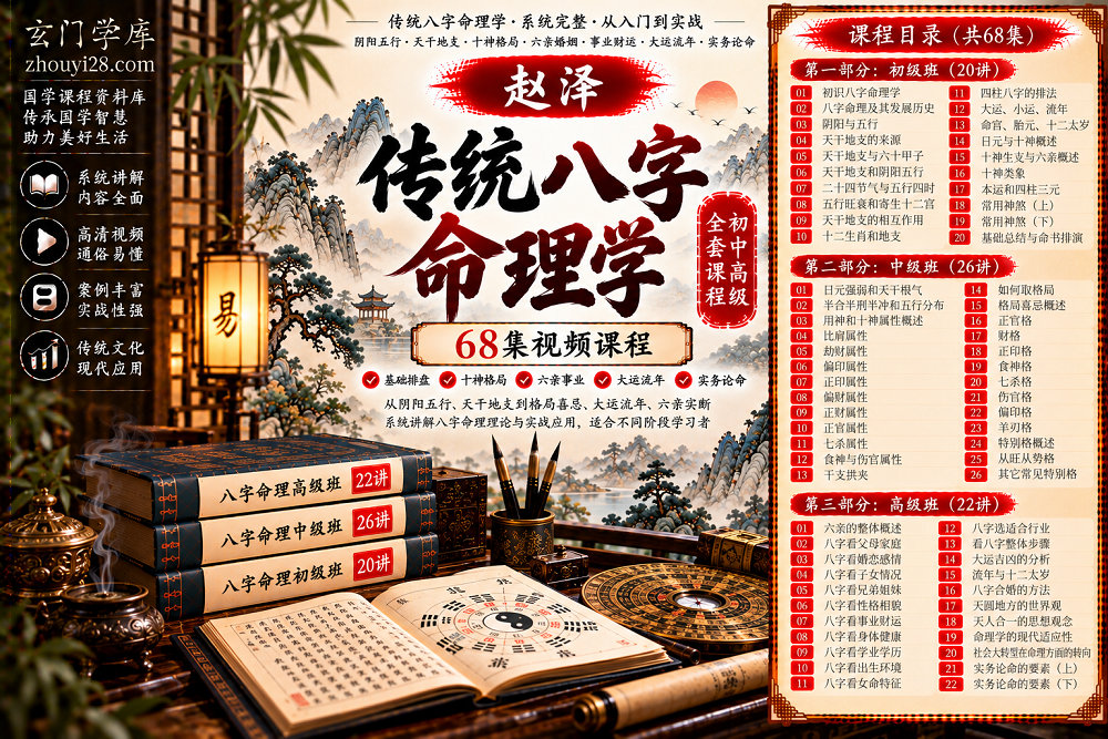 图片[1]-赵泽八字命理初中高级全套课程｜基础入门·十神格局·六亲实断·大运流年 68集视频-玄门学库
